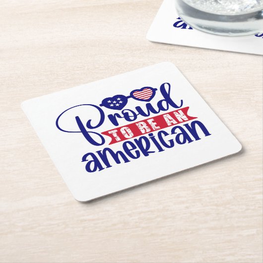 米国誇りを持った人になる スクエアペーパーコースター (アングル)