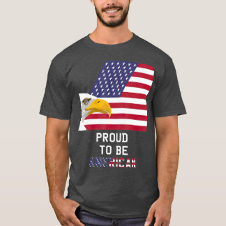 米国誇りを持った国旗イーグルのアメリカ人 Tシャツ