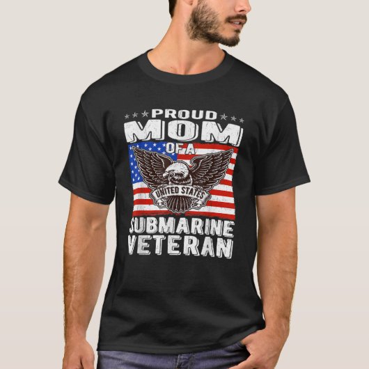 米国誇りを持った潜水艦の母退役軍人愛国的なミリータ Tシャツ (正面)