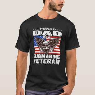 米国誇りを持った潜水艦退役軍人愛国的ミリータパパ Tシャツ
