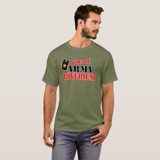 米国誇りを持った陸軍ボーイフレンドTシャツ Tシャツ (正面フル)