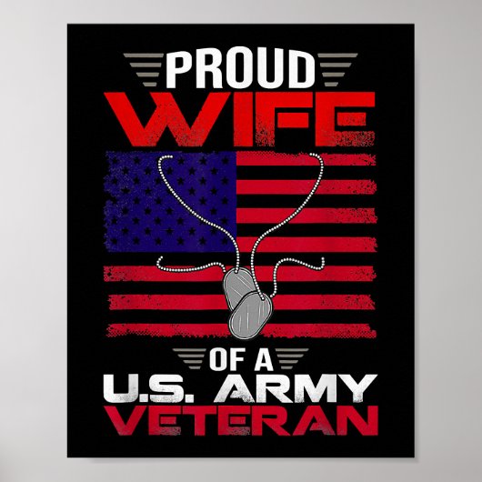米国誇りを持った陸軍退役軍人米国国旗の退役軍人の妻 ポスター (正面)