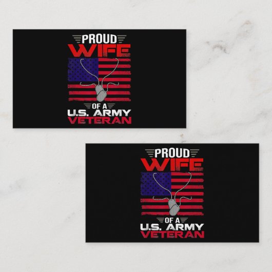 米国誇りを持った陸軍退役軍人米国国旗の退役軍人の妻 名刺 (正面/裏面)