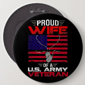 米国誇りを持った陸軍退役軍人米国国旗の退役軍人の妻 缶バッジ (正面&裏面)