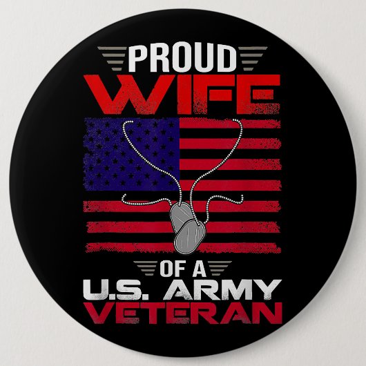 米国誇りを持った陸軍退役軍人米国国旗の退役軍人の妻 缶バッジ (正面)
