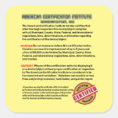 米国認証協会 スクエアシール (正面)