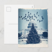 米国議事堂のクリスマスツリーのホリデーカード（レトロスタイル） シーズンポストカード (正面/裏面)