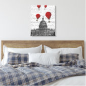 米国議事堂建物と赤い熱気球 キャンバスプリント (インサイチュ (寝室))