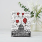 米国議事堂建物と赤い熱気球 ポストカード (スタンド正面)