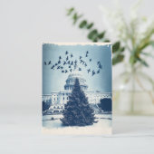 米国議会クリスマスツリーのホリデーカード（レトロ） シーズンポストカード (スタンド正面)