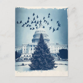 米国議会議事堂のクリスマスツリーのホリデーカード（レトロスタイル） シーズンポストカード