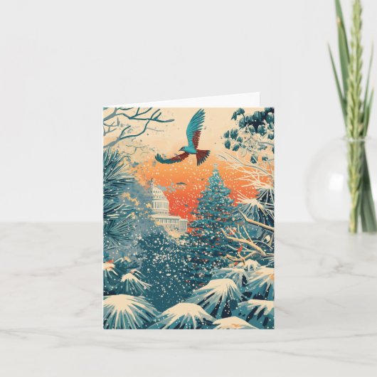 米国議会議事堂のクリスマスツリーのホリデーカード、レトロ シーズンカード (正面)