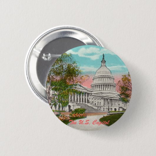 米国議会議事堂のヴィンテージボタン 缶バッジ (正面&裏面)