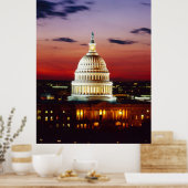 米国議会議事堂の夜景 ポスター (キッチン)