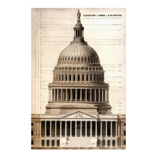 米国議会議事堂の建築設計図1859 フォトプリント            (正面)
