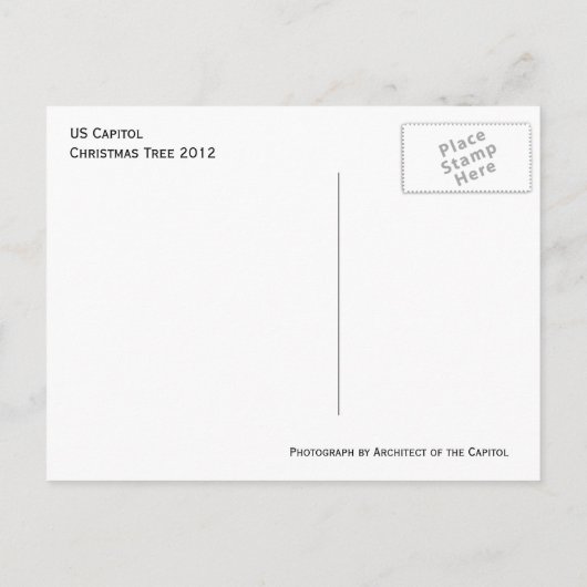 米国議会議事堂クリスマスツリー葉書 シーズンポストカード (裏面)