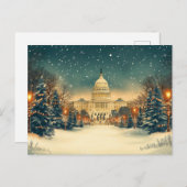 米国議会議事堂ワシントンDCメリークリスマス シーズンポストカード (正面/裏面)