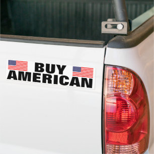 米国買国旗が貼られたアメリカの車のバンパーステッカー バンパーステッカー