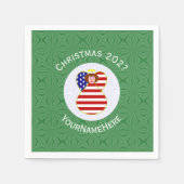 米国赤毛エンジェルクリスマス国旗パーソナライズされた スタンダードカクテルナプキン (正面)