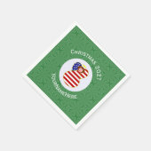 米国赤毛エンジェルクリスマス国旗パーソナライズされた スタンダードカクテルナプキン (角)
