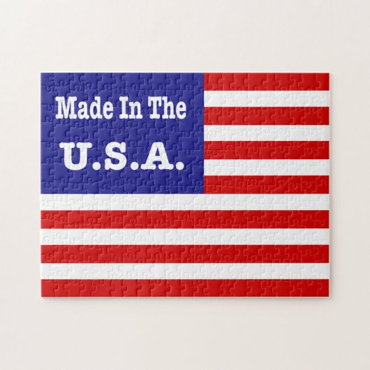 米国赤白と青のアメリカ国旗で作られる ジグソーパズル (横)