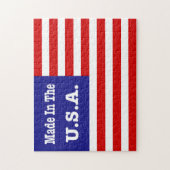 米国赤白と青のアメリカ国旗で作られる ジグソーパズル (縦)