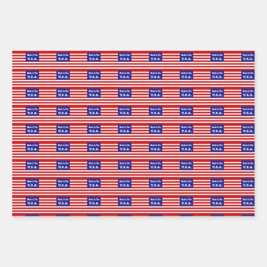 米国赤白と青のアメリカ国旗で作られる ラッピングペーパーシート (正面)