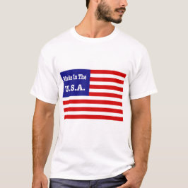 米国赤白と青のアメリカ国旗で作られる Tシャツ