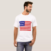 米国赤白と青のアメリカ国旗で作られる Tシャツ (正面フル)