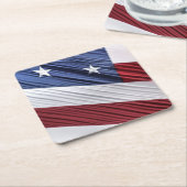 米国赤白・青米国愛国国旗 スクエアペーパーコースター (アングル)