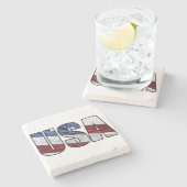 米国赤白・青米国愛国国旗 ストーンコースター (横)