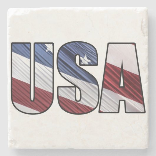 米国赤白・青米国愛国国旗 ストーンコースター (正面)