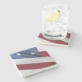米国赤白・青米国愛国国旗 ストーンコースター (横)