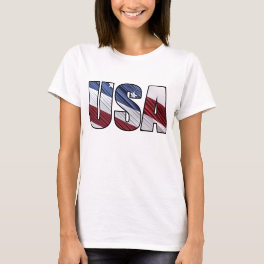 米国赤白・青米国愛国国旗 Tシャツ (正面)