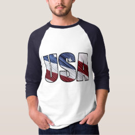 米国赤白・青米国愛国国旗 Tシャツ