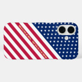米国赤青色白ストライプ星モノグラムの旗 Case-Mate iPhoneケース (裏面 (横))
