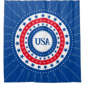 米国赤、白、青の星のイニシャルまたはモノグラム シャワーカーテン (正面)