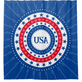 米国赤、白、青の星のイニシャルまたはモノグラム シャワーカーテン