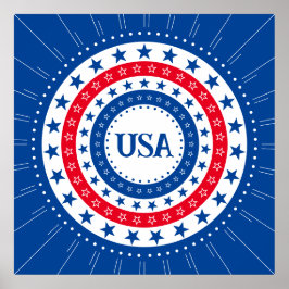 米国赤、白、青の星のイニシャルまたはモノグラム ポスター