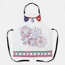 米国赤、白、青 エプロン