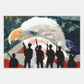 米国軍人アメリカ国旗 ラッピングペーパーシート (正面)