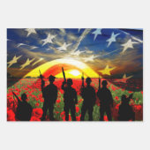 米国軍人アメリカ国旗 ラッピングペーパーシート (正面)