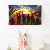 米国軍人アメリカ国旗 横断幕 (インサイチュ)