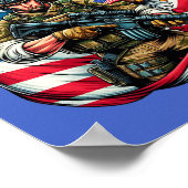 米国軍人イーグル米国国旗の愛国芸術 ポスター (角)