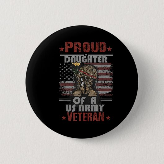 米国軍誇りを持った退役軍人の娘 缶バッジ (正面)