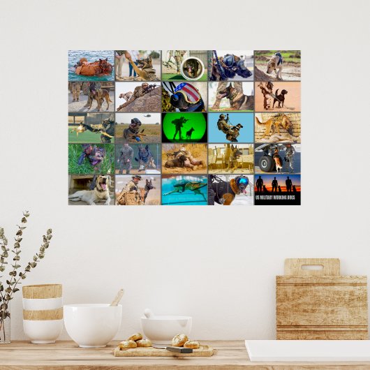 米国軍隊作業犬「モンタージュ」 ポスター (キッチン)