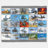 米国軍隊回転翼航空機「モンタージュ」 フリースブランケット (正面(横))