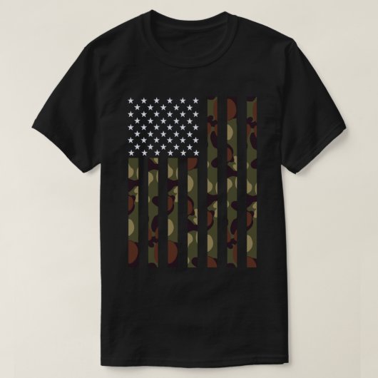 米国軍隊国旗の迷彩柄 Tシャツ (デザイン正面)