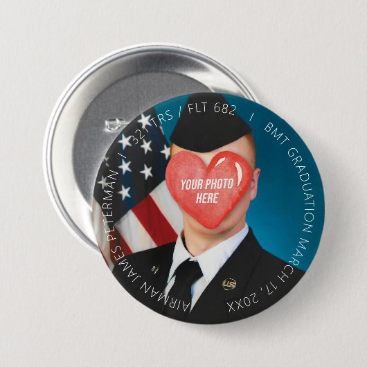 米国軍隊基本訓練ブートキャンプ卒業3" 缶バッジ (正面&裏面)