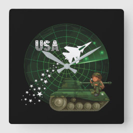 米国軍隊空軍レーダー時計 スクエア壁時計